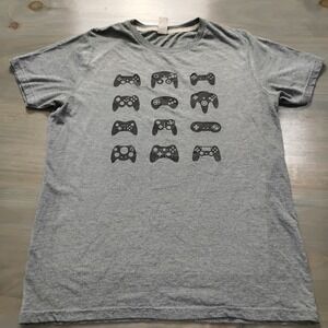 Classic Gaming Controllers T Shirt Size XL Gray Graphic Tee Nintendo PlayStation